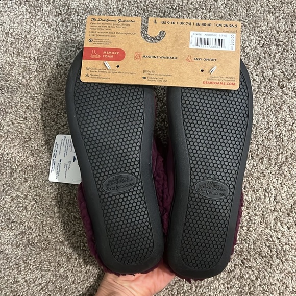 Dearfoams Solid Purple Memory Foam Slippers - Women’s Size Large 9-10 - Picture 5 of 6